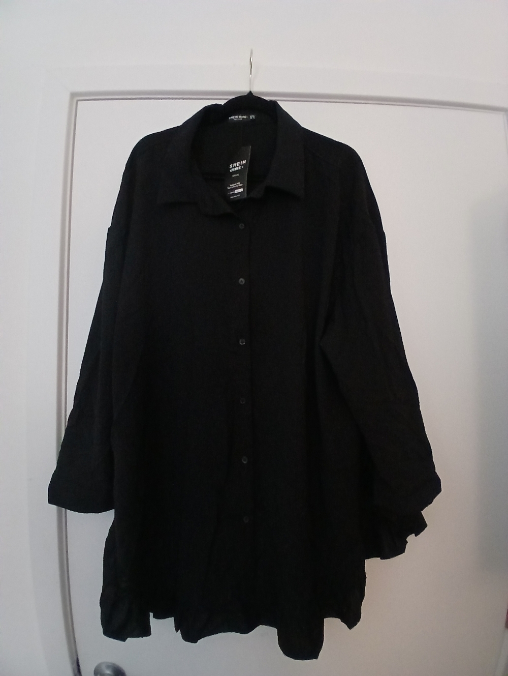 SHEIN Black Oversized Shirt Dress